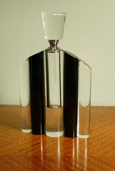 Art Deco Style Clear and Black Crystal Perfume Bottle | Ref. no. S0006 25cm | Regent Antiques